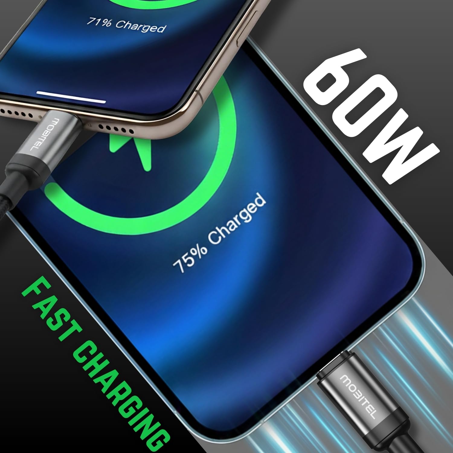 Mobitel USB-C to USB-C Fast Charging Cable 60W 2m 3-Pack