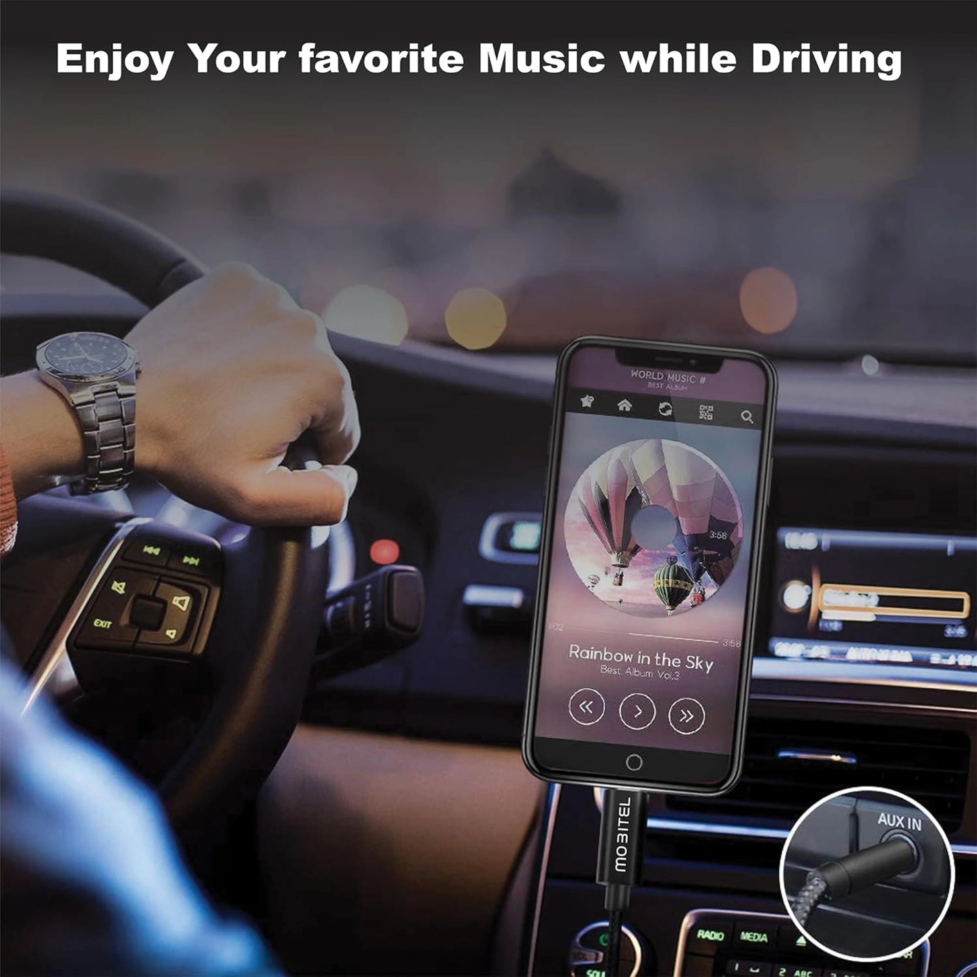 Mobitel USB-C to Aux Cable 1M/2M Hi-Fi Stereo for Car & Headphones