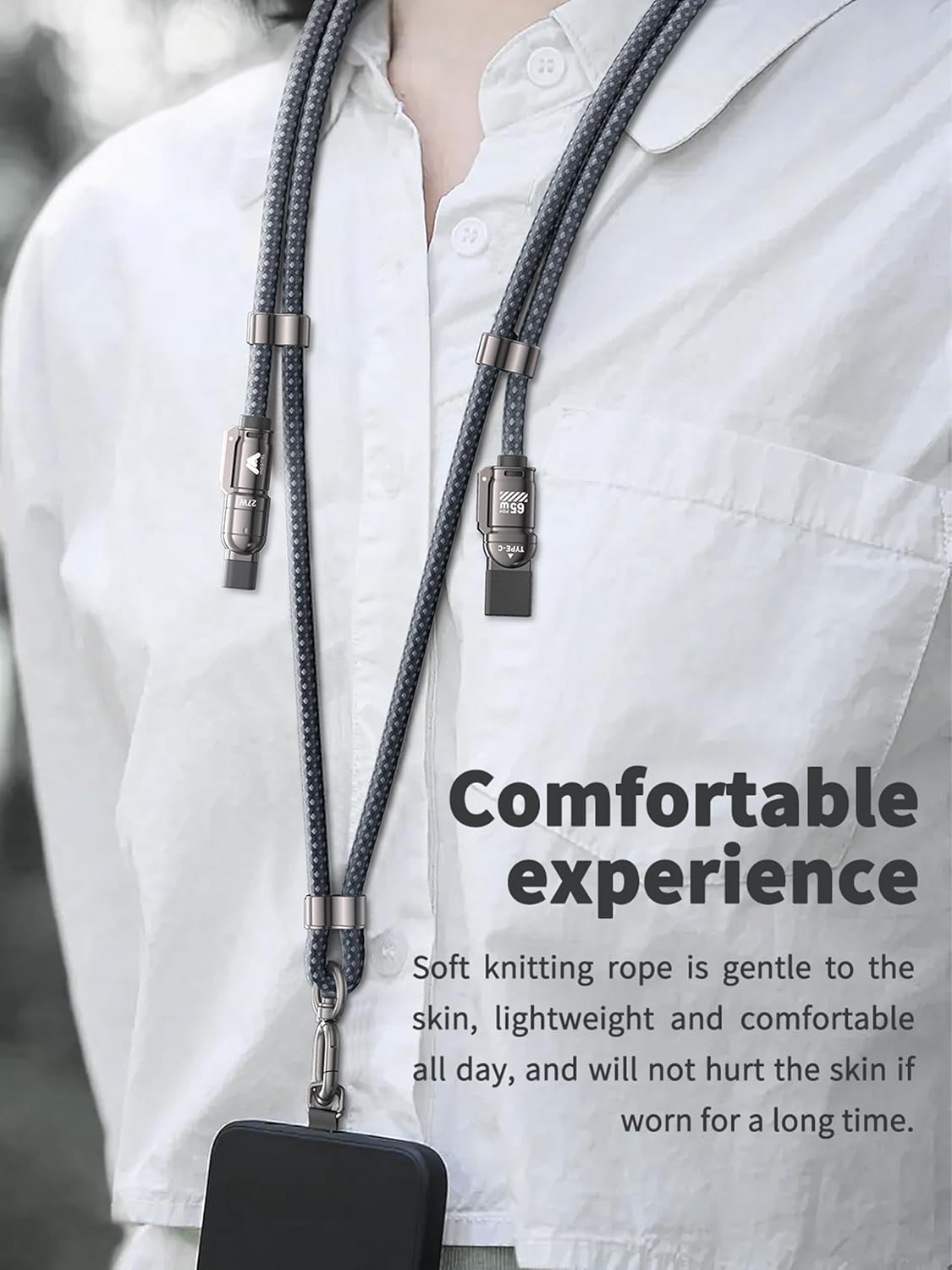 Mobitel 4-in-1 Lanyard Charging Cable 65W 1.2M