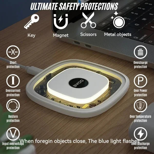 15W QI Transparent Phone Wireless Phone Charger