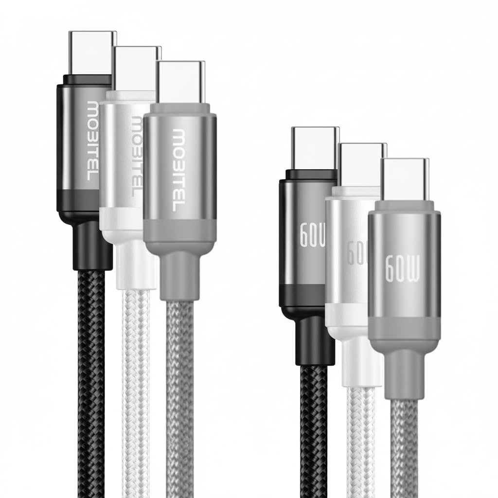 Mobitel USB-C to USB-C Fast Charging Cable 60W 2m 3-Pack