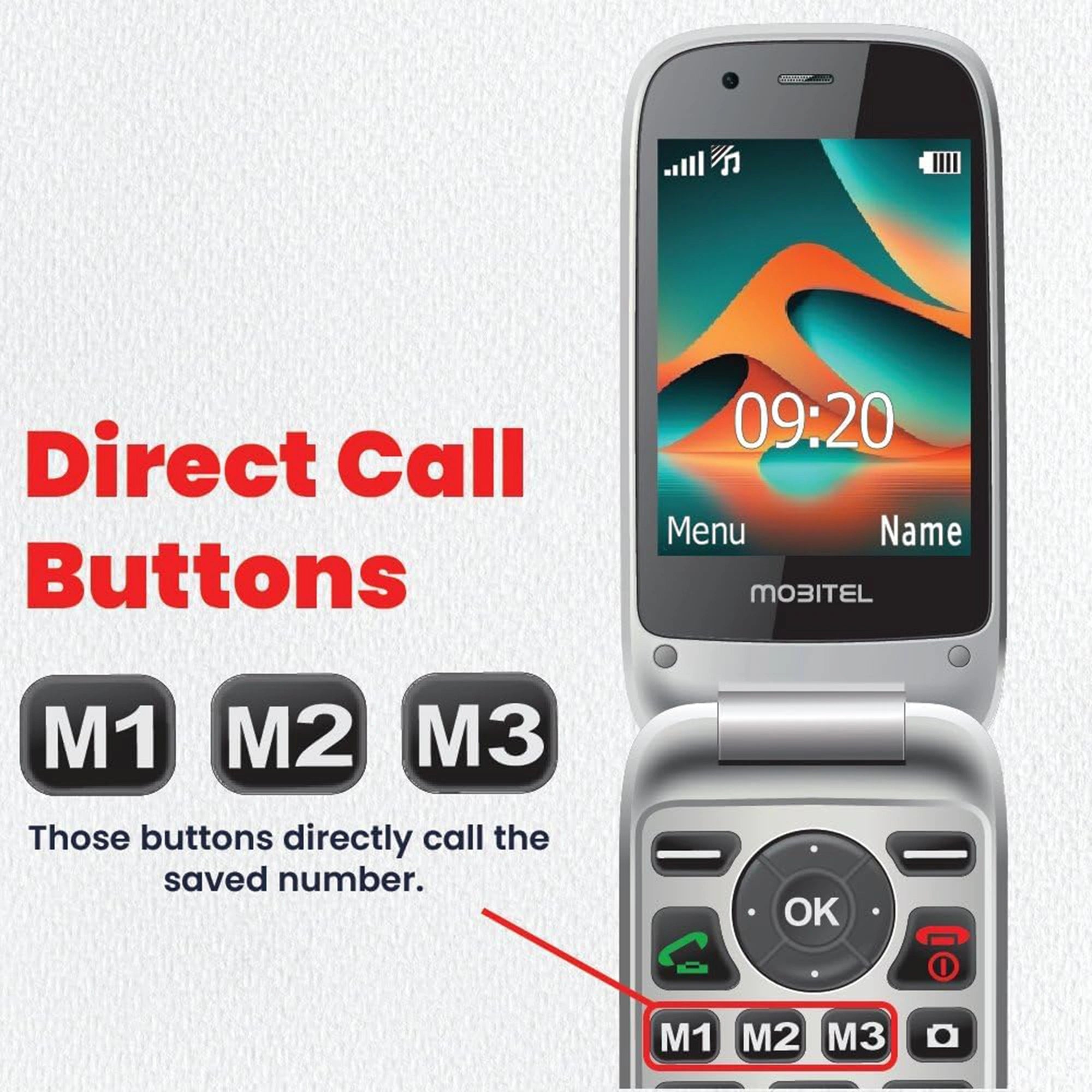 Mobitel 8010 4G Big Button Flip Phone