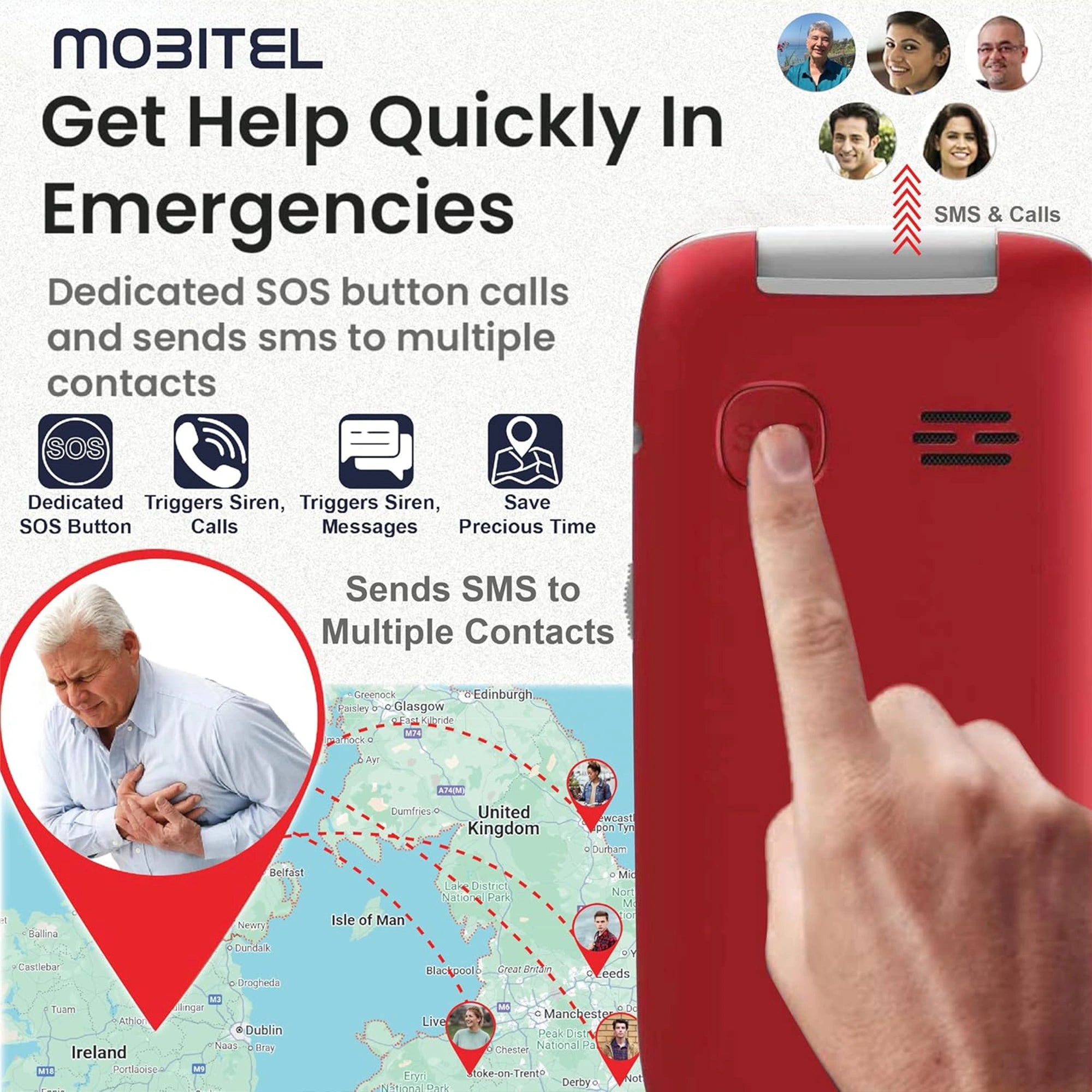 Mobitel 8010 4G Big Button Flip Phone