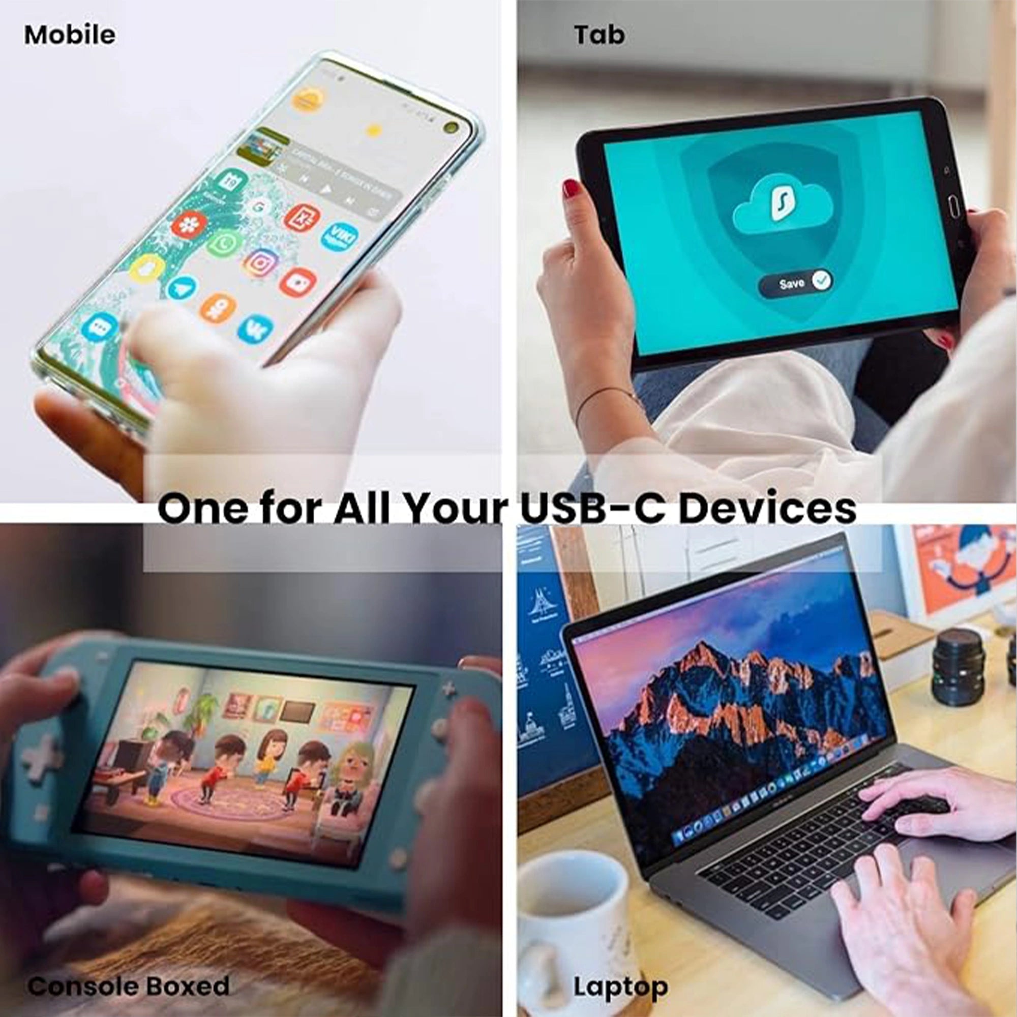 Mobitel 65W GaN USB-C Charger with Built-in 3M Cable