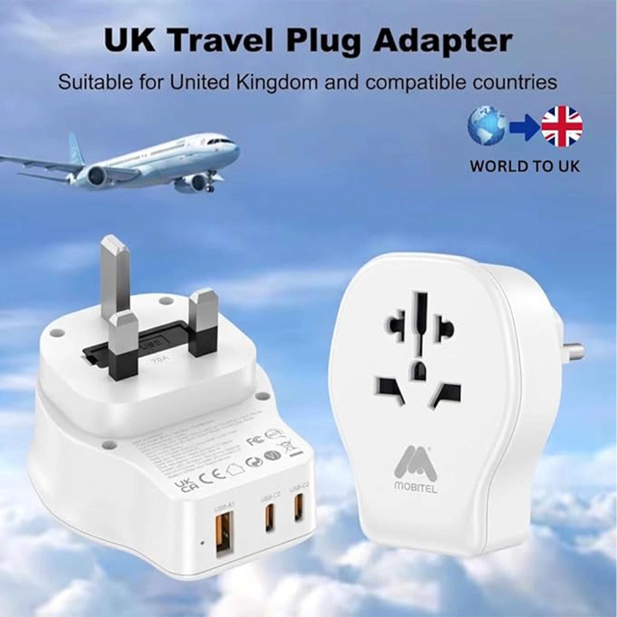 Mobitel Universal Travel Adapter UK 20W USB-C PD