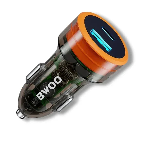 BWOO 38W USB-A+USB-C 2 in 1 Transparent Car Charger – CC85