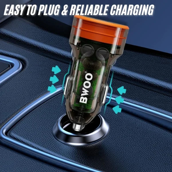 BWOO 38W USB-A+USB-C 2 in 1 Transparent Car Charger – CC85