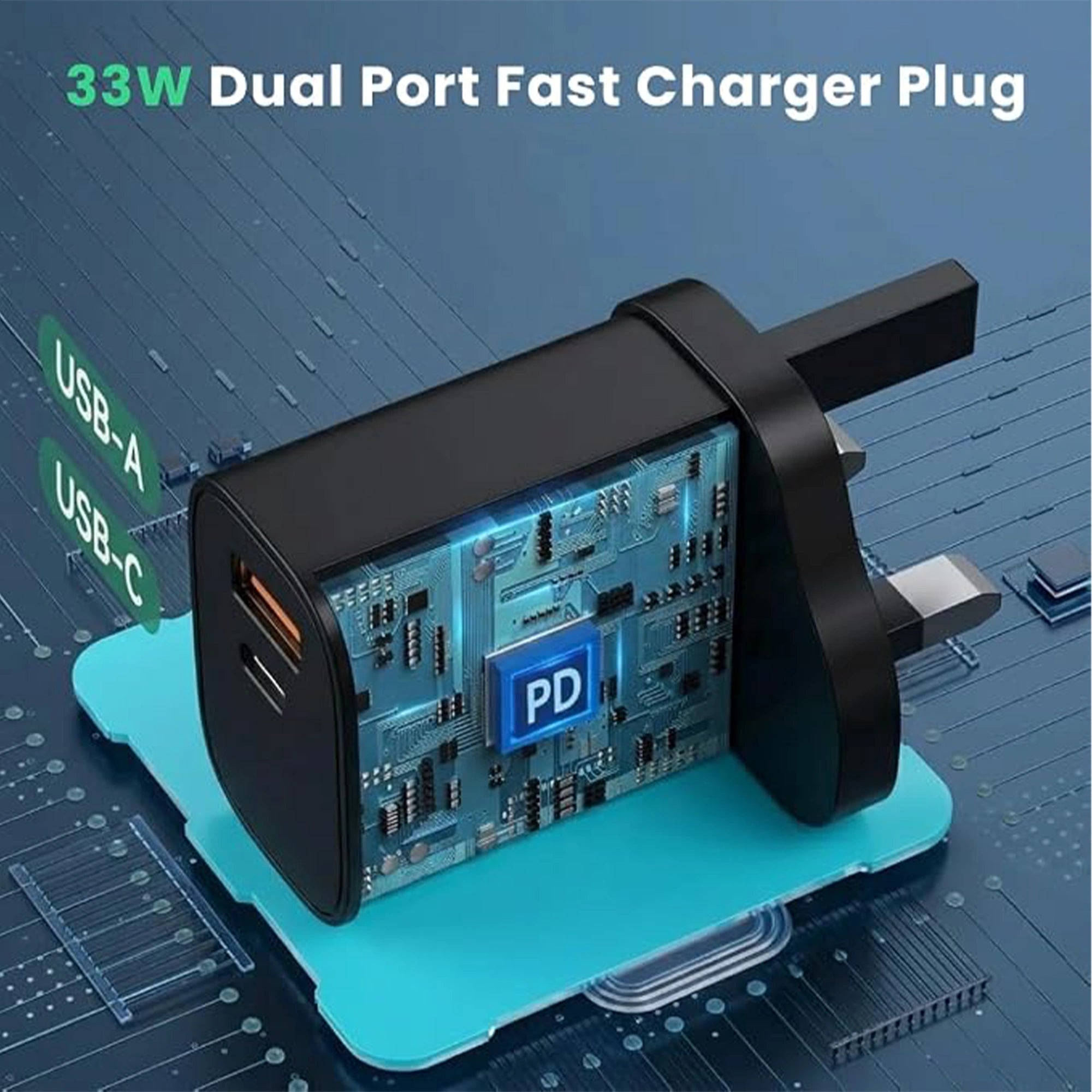 Mobitel 33W GaN Fast Wall Charger Black/White