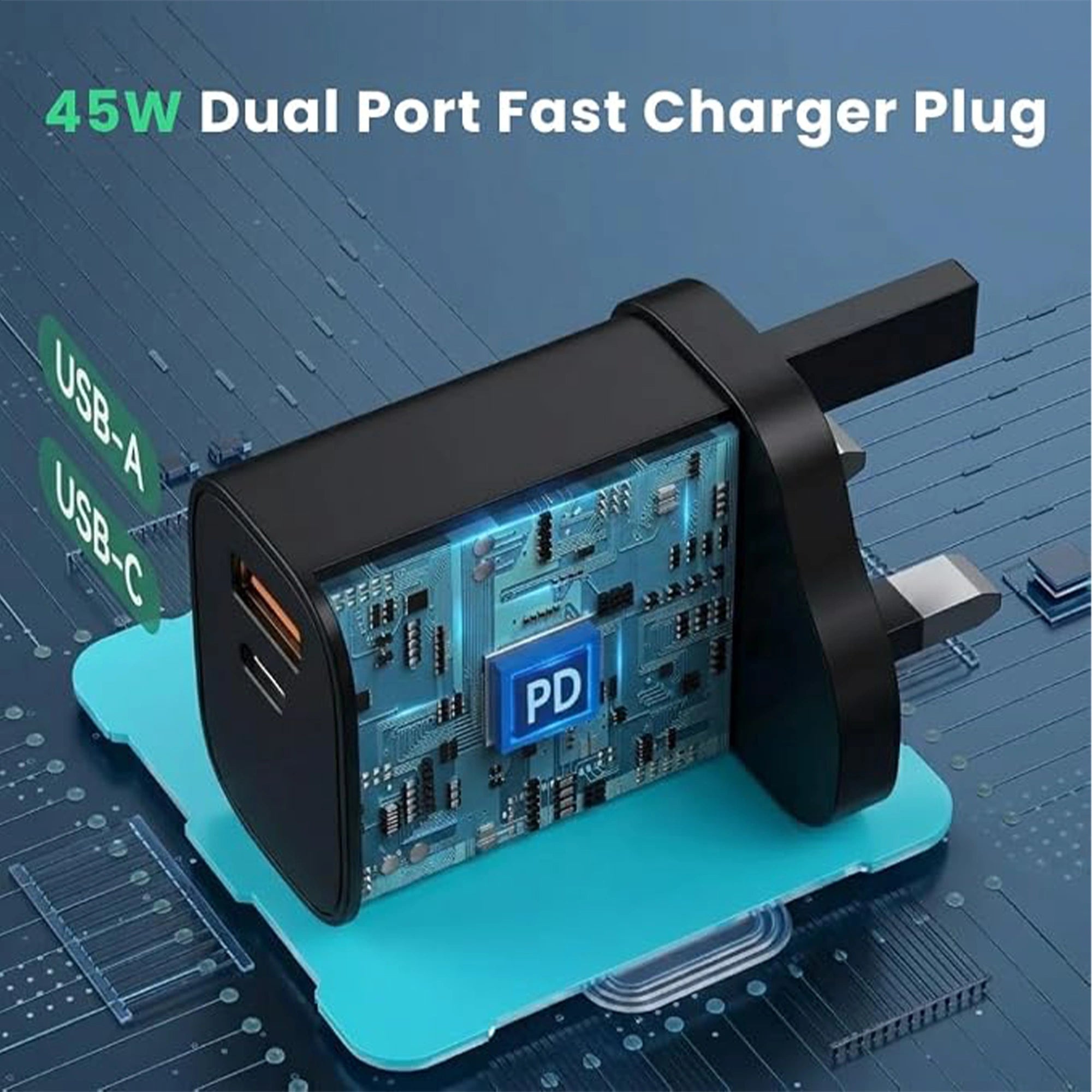 Mobitel 45W GaN Fast Wall Charger Black/White