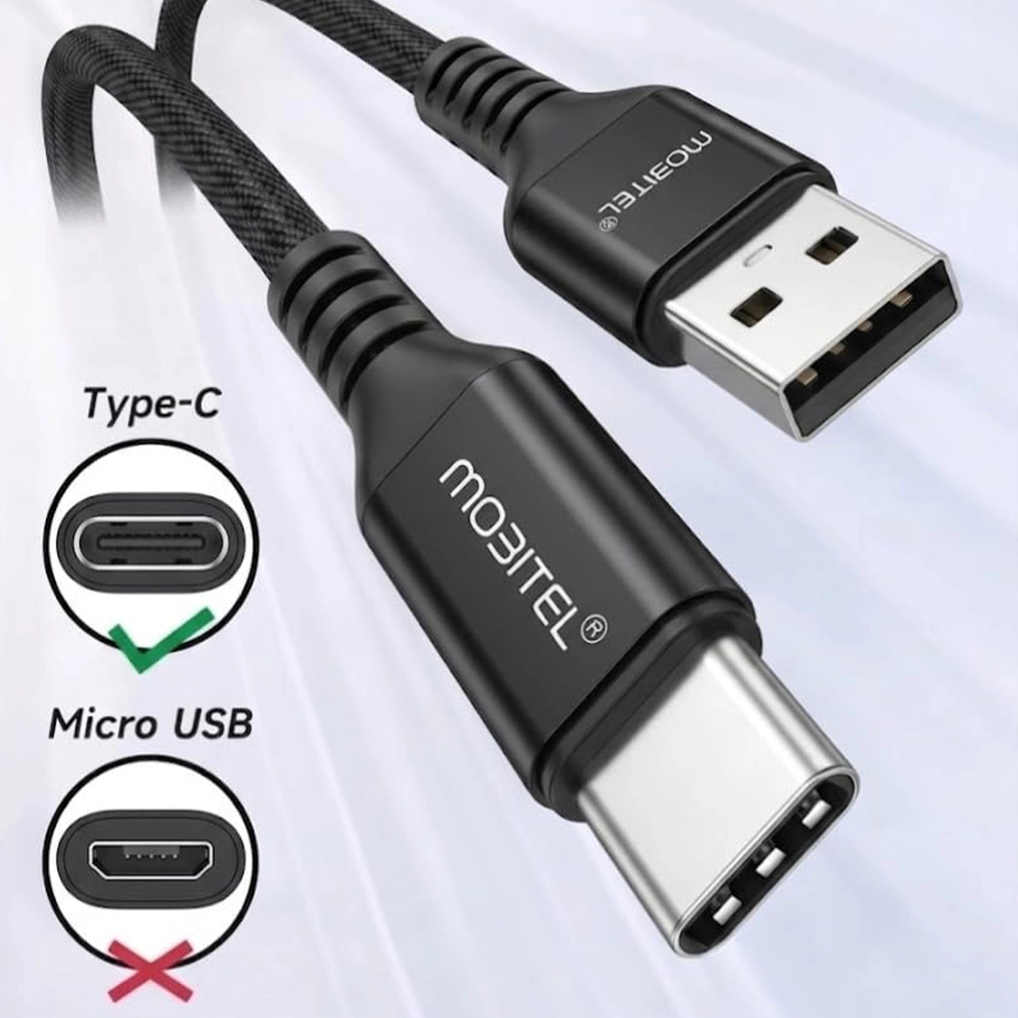 Mobitel USB-A to USB-C Charging Cable 1.5m