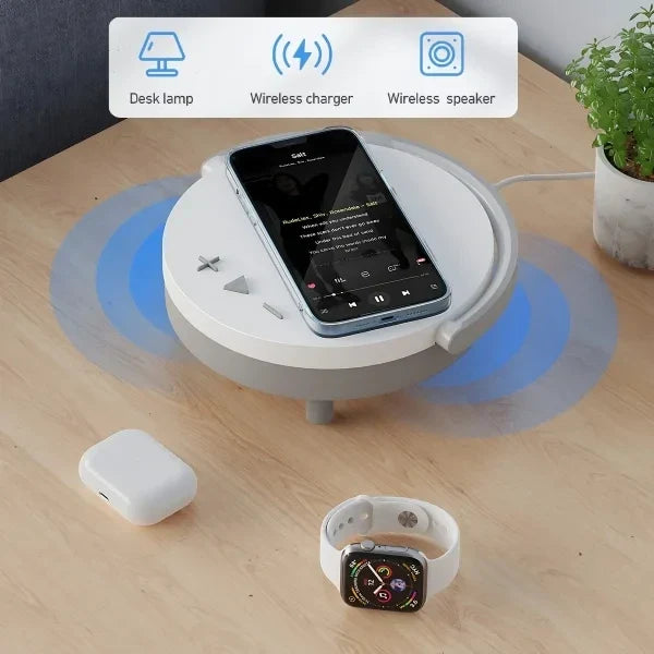 4 in 1 Wireless Charger Speaker WIth LED Light