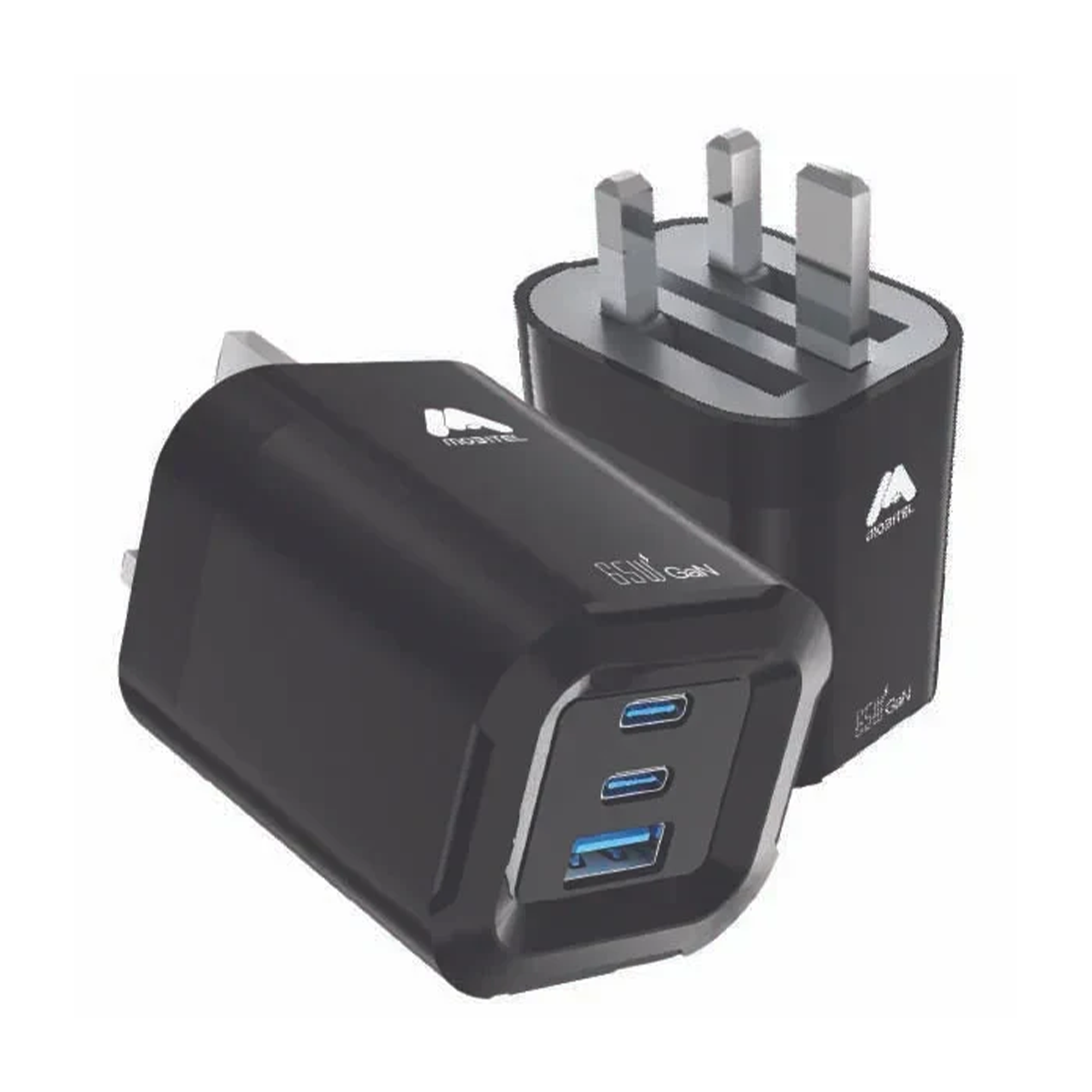 65W Fast Charger 3-Ports Foldable UK Plug with with 60W USB C-to-C Cable