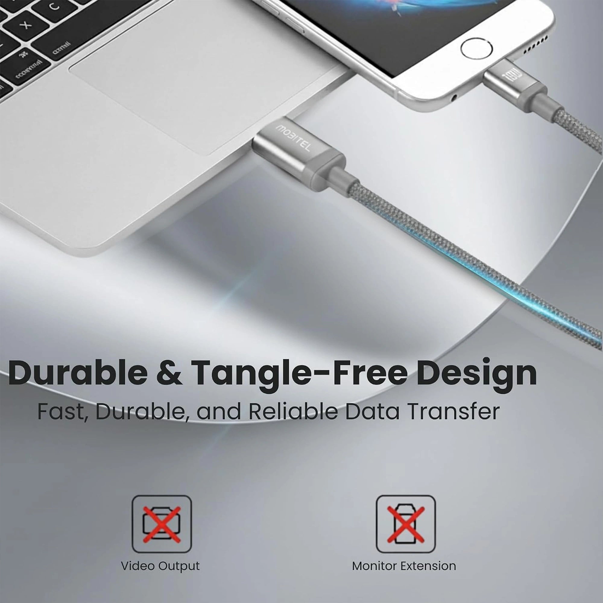 Mobitel USB-A to USB-C Charging Cable 18W 2m 3-Pack