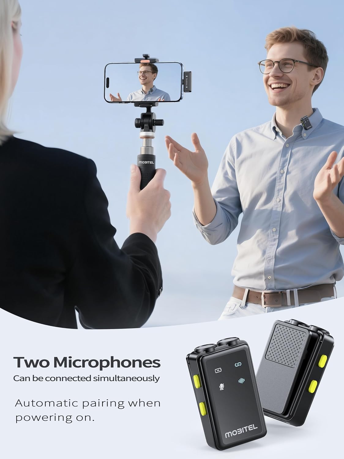 Mobitel VoxGO Dual Lavalier Microphone Clip On Mini Mic with Wireless (BT)