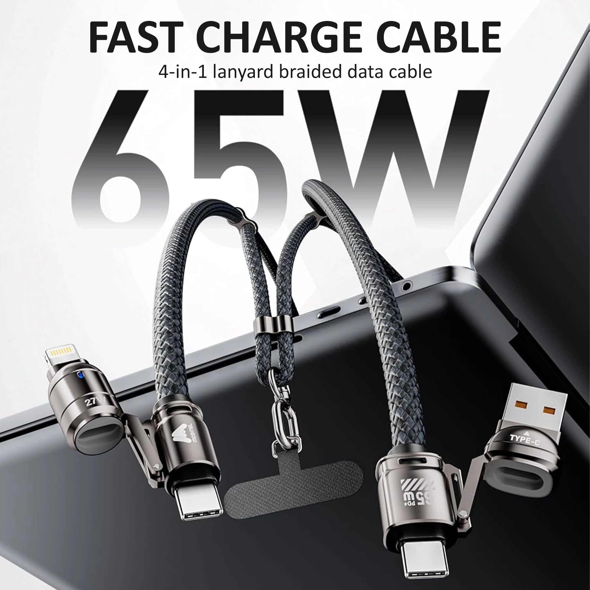 Mobitel 4-in-1 Lanyard Charging Cable 65W 1.2M
