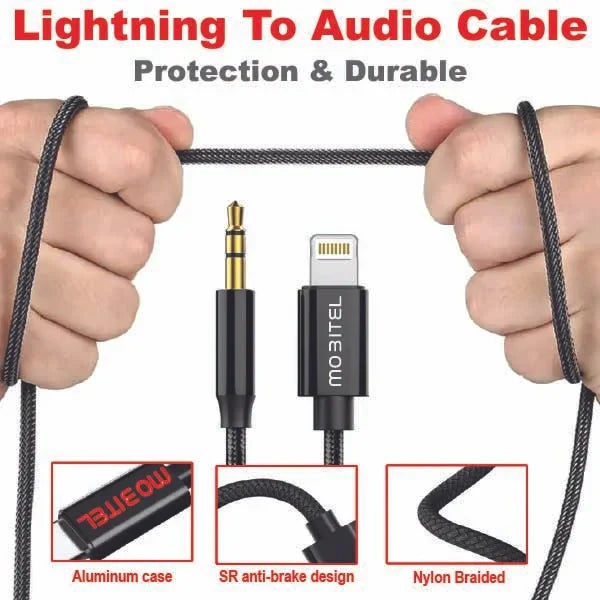 Mobitel Aux Cable for iPhone in Car, 1M Aux Cord Adapter to Lightning Cable, Lightning to Aux Cable 3.5mm
