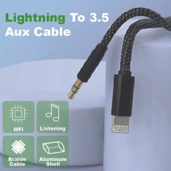 Mobitel Aux Cable for iPhone in Car, 1M Aux Cord Adapter to Lightning Cable, Lightning to Aux Cable 3.5mm