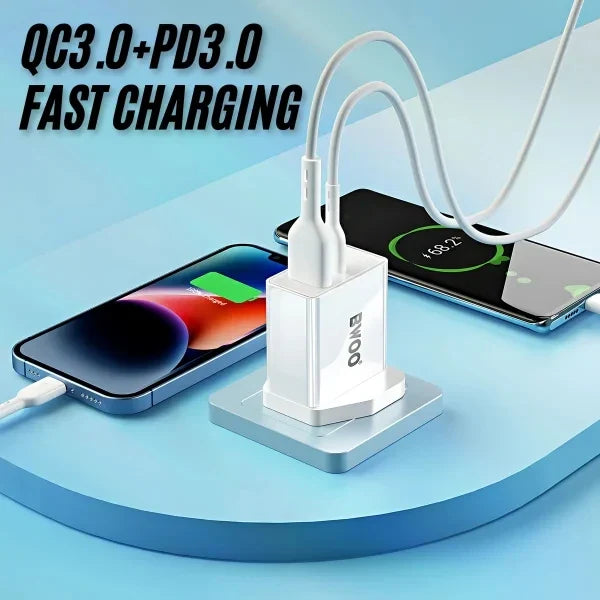 BWOO BO-CDA198 Max 35W Dual Port PD + QC Charging Adapter | USB-C + USB-A