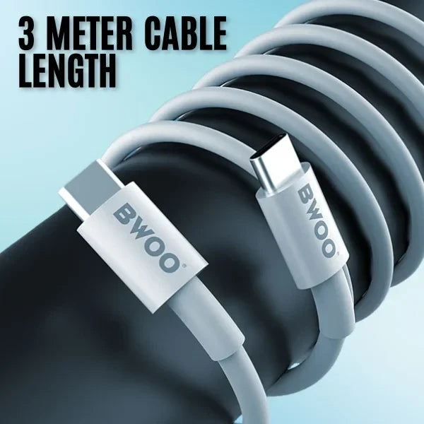 BWOO BO-X192 65W PD Type-C to Type-C Fast Charging Cable - 3Meter Length