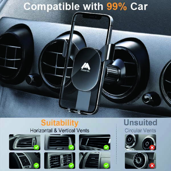 Mobitel Car Phone Holder Air Vent 360° Rotation, Universal Phone holder for Cars, Mobile Phone Automobile Cradle for iPhone Samsung Google etc.