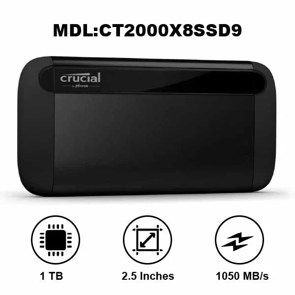 Crucial X8 2TB Portable SSD - Up to 1050MB/s