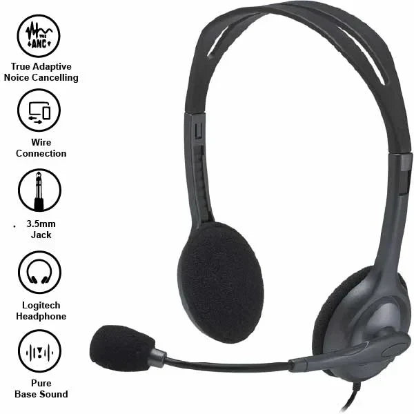Logitech H111 Wired Headset, Stereo Headphones with Noise-Cancelling Microphone