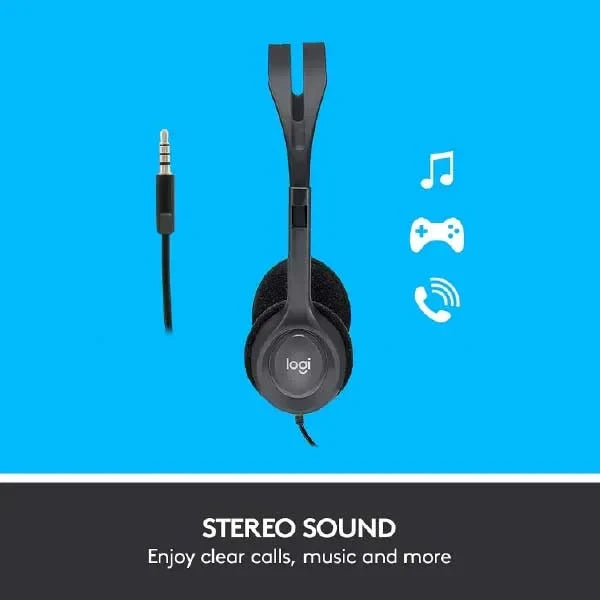 Logitech H111 Wired Headset, Stereo Headphones with Noise-Cancelling Microphone