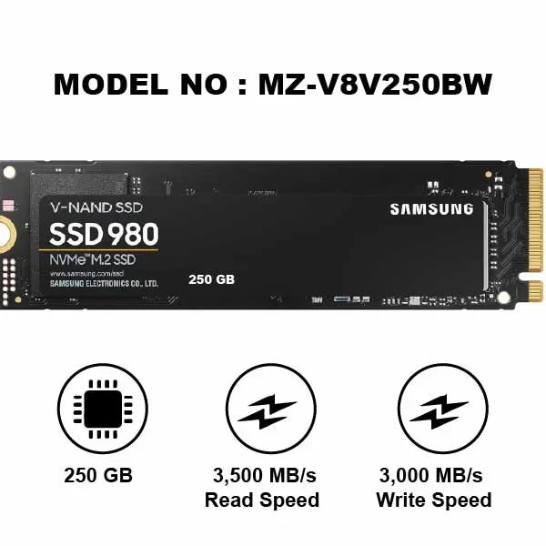 Samsung 980 PCIe 3.0 NVMe M.2 Internal Solid State Drive