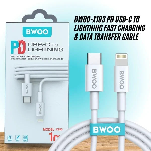 BWOO-X193 PD USB TYPE-C to iPhone Cable with 1 Meter Cable Length