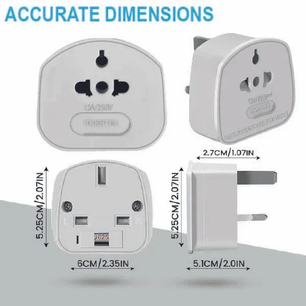 2 Pack European to UK Plug Adaptor, US to UK Travel Plug Adapter with 13A Fuse for USA, EU, Australia, Thailand, Canada, Japan and More (Type A, B, C, I, E, F, L)
