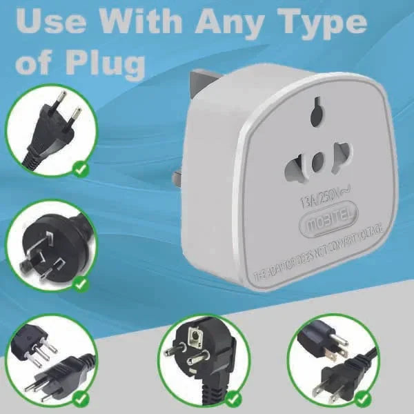 2 Pack European to UK Plug Adaptor, US to UK Travel Plug Adapter with 13A Fuse for USA, EU, Australia, Thailand, Canada, Japan and More (Type A, B, C, I, E, F, L)