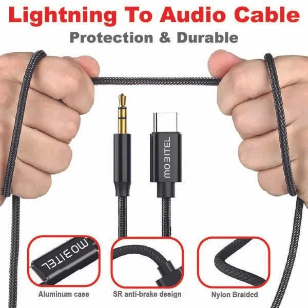 Mobitel USB C to Aux 3.5mm Audio Jack Cable, 1M Type C to Audio Nylon Braided Cable,Headphone Cord Car Stereo Compatible with Samsung, iPhone, iPad