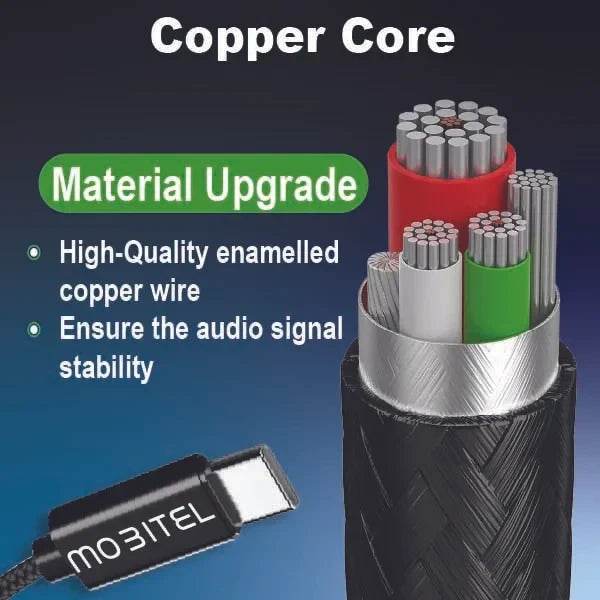 Mobitel USB C to Aux 3.5mm Audio Jack Cable, 1M Type C to Audio Nylon Braided Cable,Headphone Cord Car Stereo Compatible with Samsung, iPhone, iPad