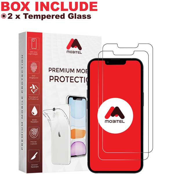 Mobitel Tempered Glass Clear Screen Protector for iPhone 13 Pro Max, iPhone 14 Plus