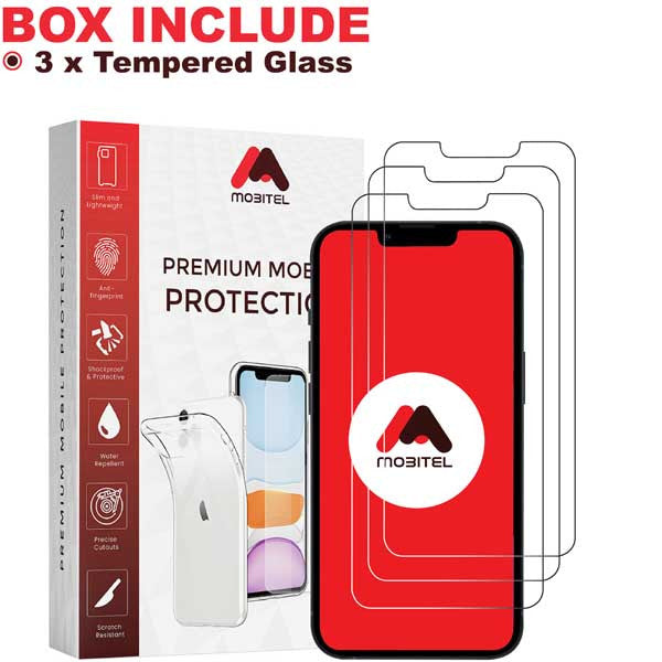 Mobitel Tempered Glass Clear Screen Protector for iPhone 13 Pro Max, iPhone 14 Plus