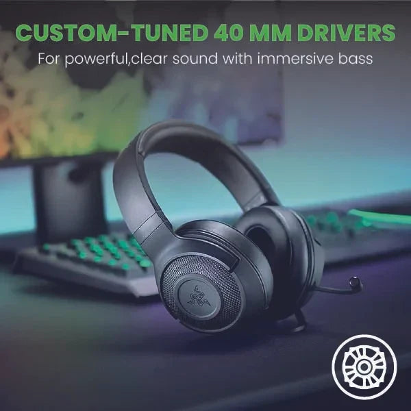 Razer Kraken X Lite - Wired Ultralight PC Gaming Headset - Surround Sound bendable cardioid microphone