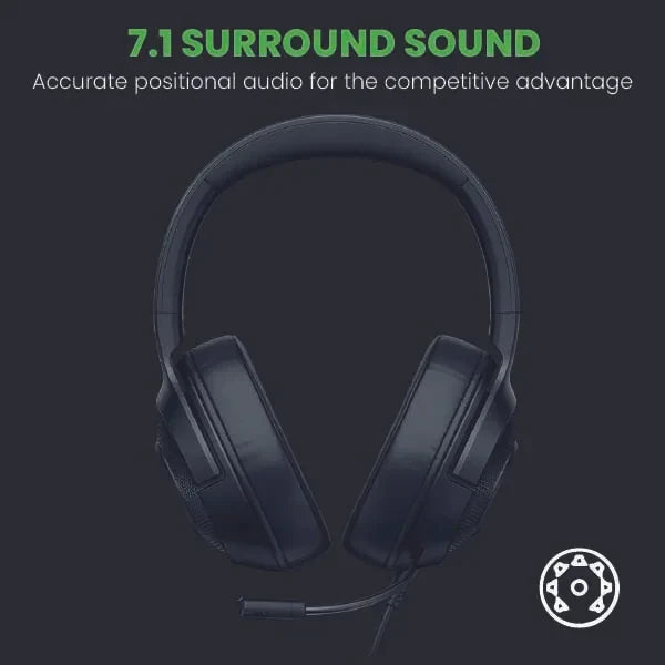 Razer Kraken X Lite - Wired Ultralight PC Gaming Headset - Surround Sound bendable cardioid microphone