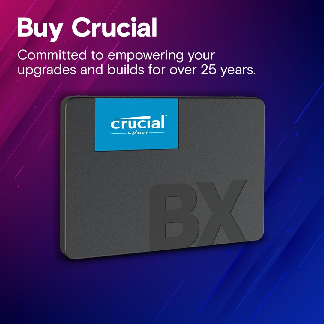 Crucial BX500 SATA SSD, 2.5" Internal SSD, Up to 540MB/s, 3D NAND
