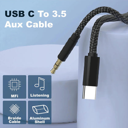 Mobitel USB-C to Aux Cable 1M/2M Hi-Fi Stereo for Car & Headphones