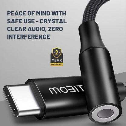 Mobitel USB-C to 3.5mm Headphone Adapter Hi-Fi DAC with Mic Support