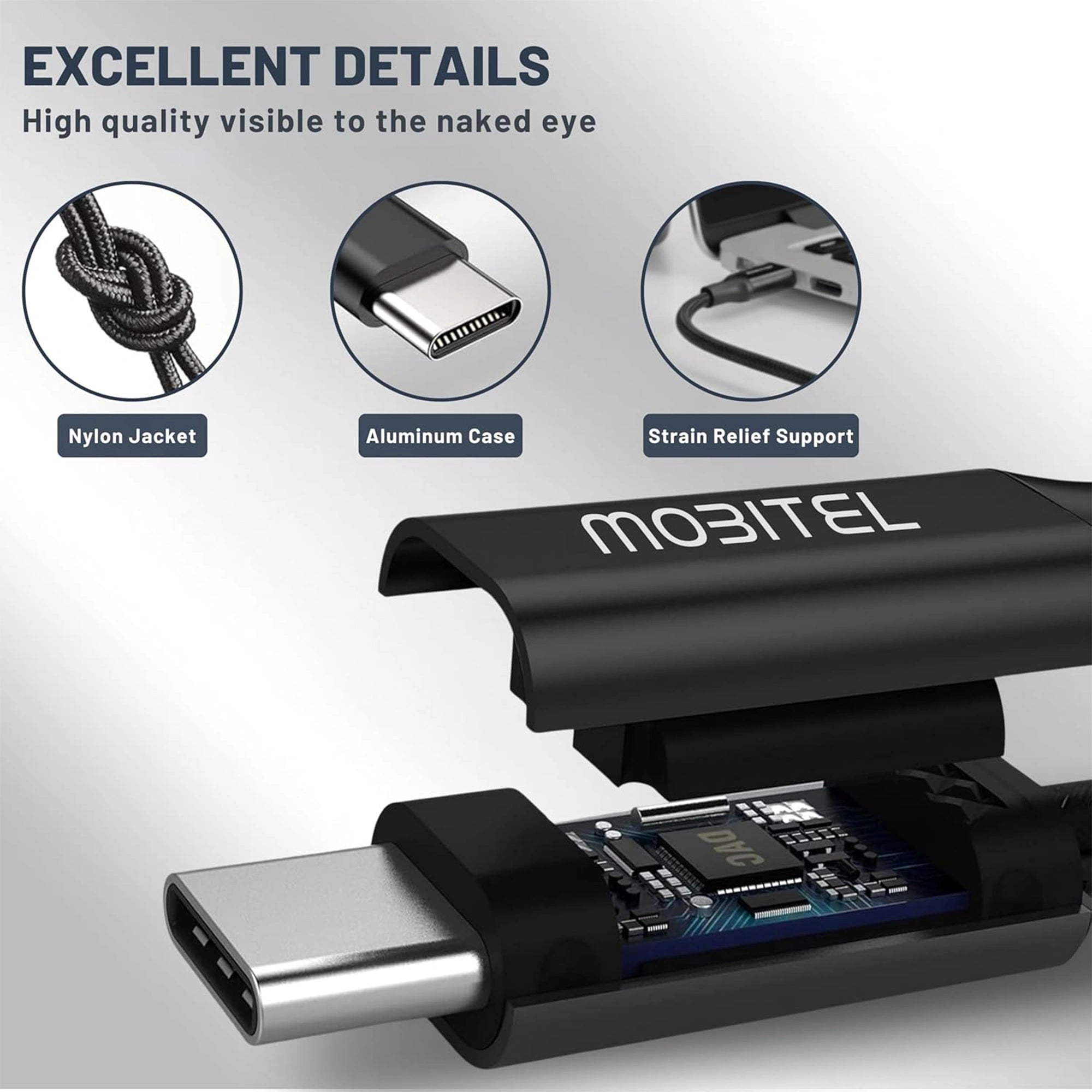 Mobitel USB-C to 3.5mm Headphone Adapter Hi-Fi DAC with Mic Support