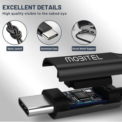 Mobitel USB-C to 3.5mm Headphone Adapter Hi-Fi DAC with Mic Support