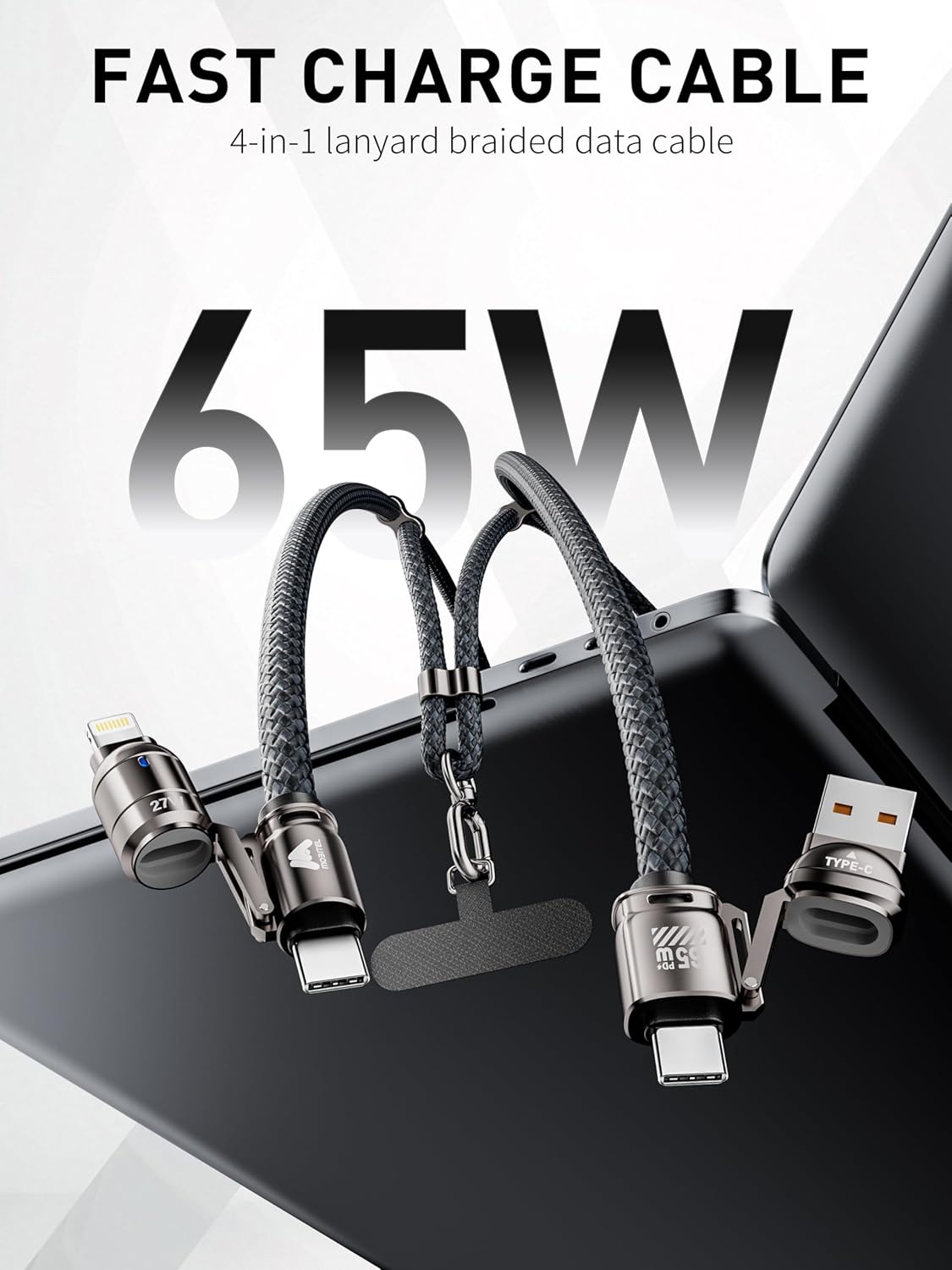 Mobitel 4-in-1 Lanyard Charging Cable 65W 1.2M