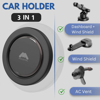 Mobitel MagSafe Magnetic Car Phone Holder 3-in-1 Black