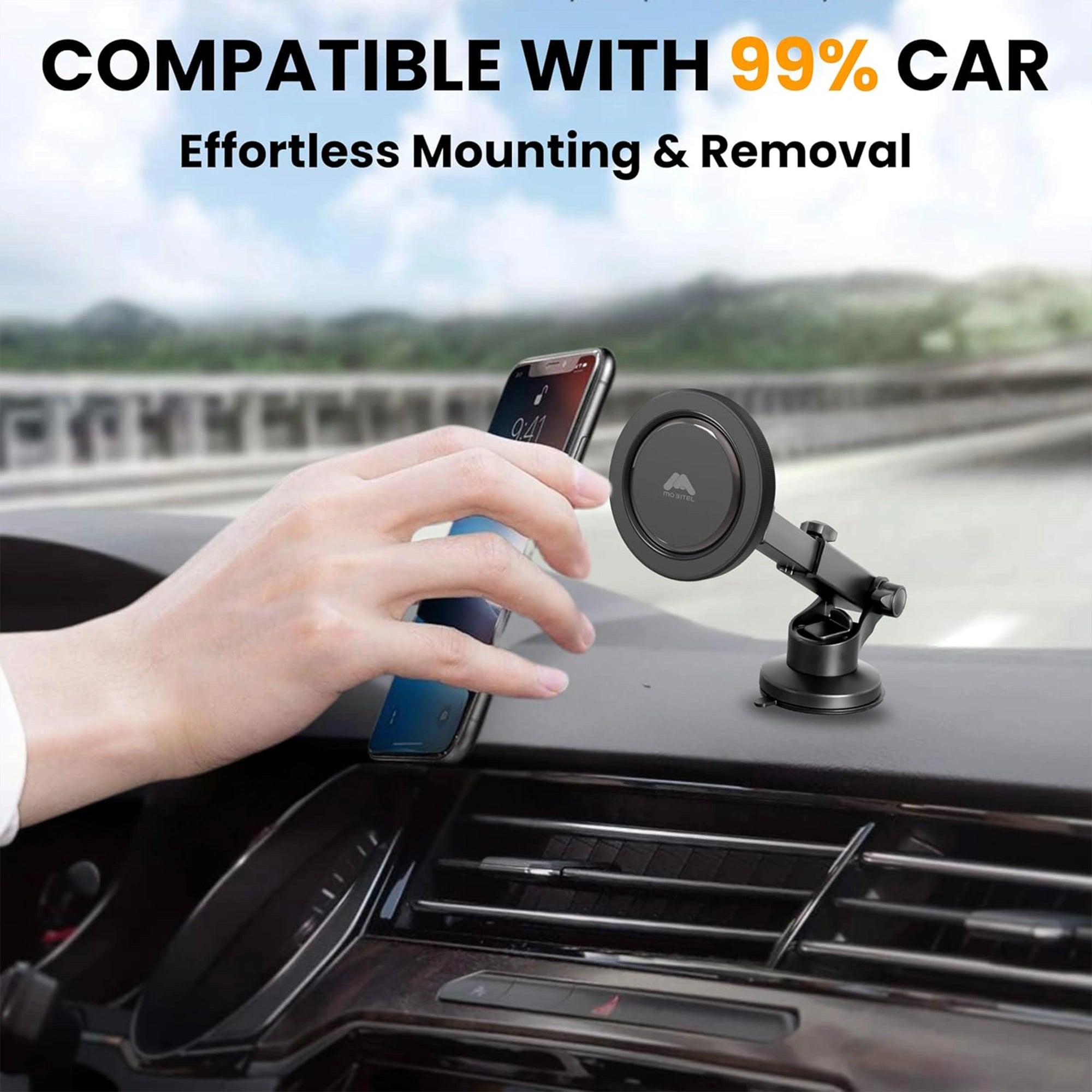 Mobitel MagSafe Magnetic Car Phone Holder 3-in-1 Black