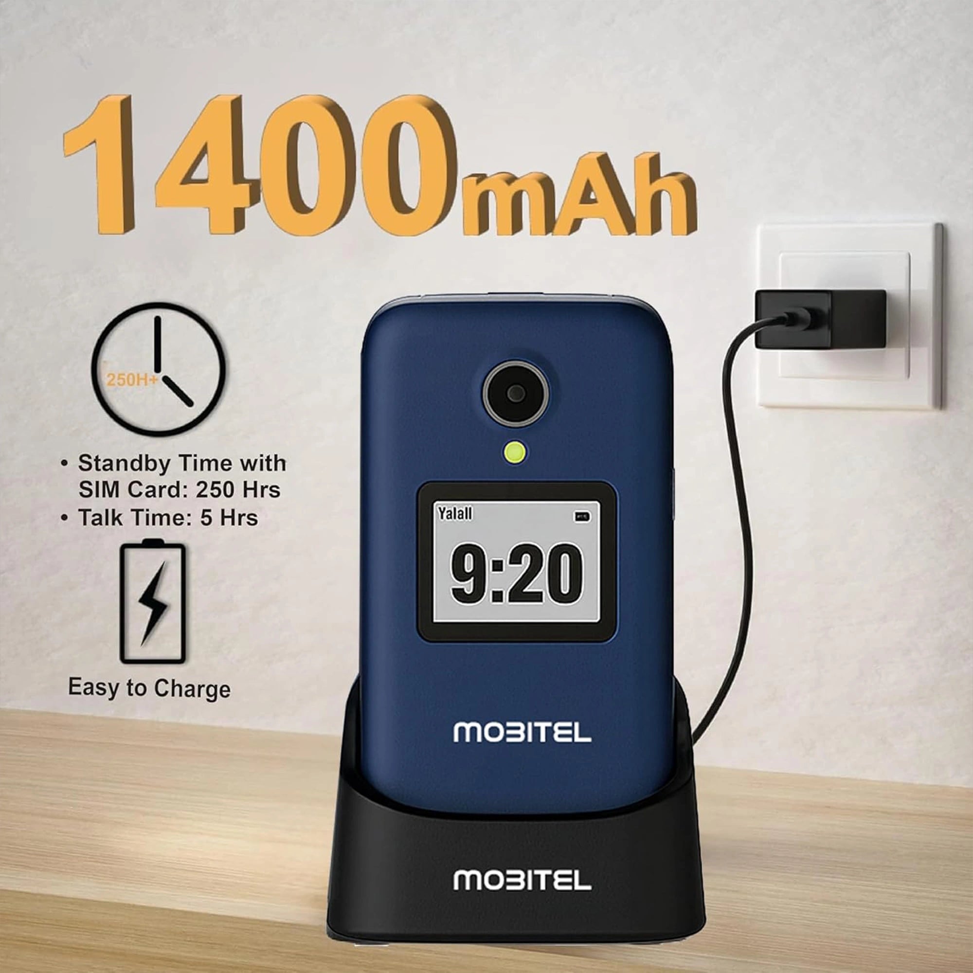Mobitel 8010 4G Big Button Flip Phone