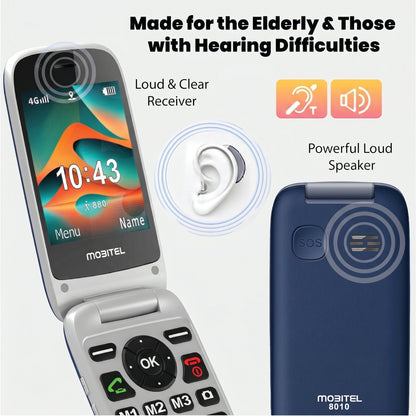Mobitel 8010 4G Big Button Flip Phone