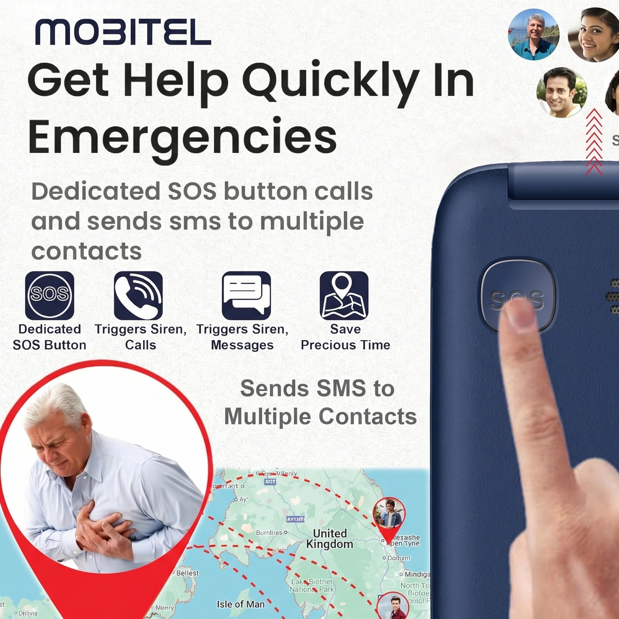 Mobitel 8010 4G Big Button Flip Phone