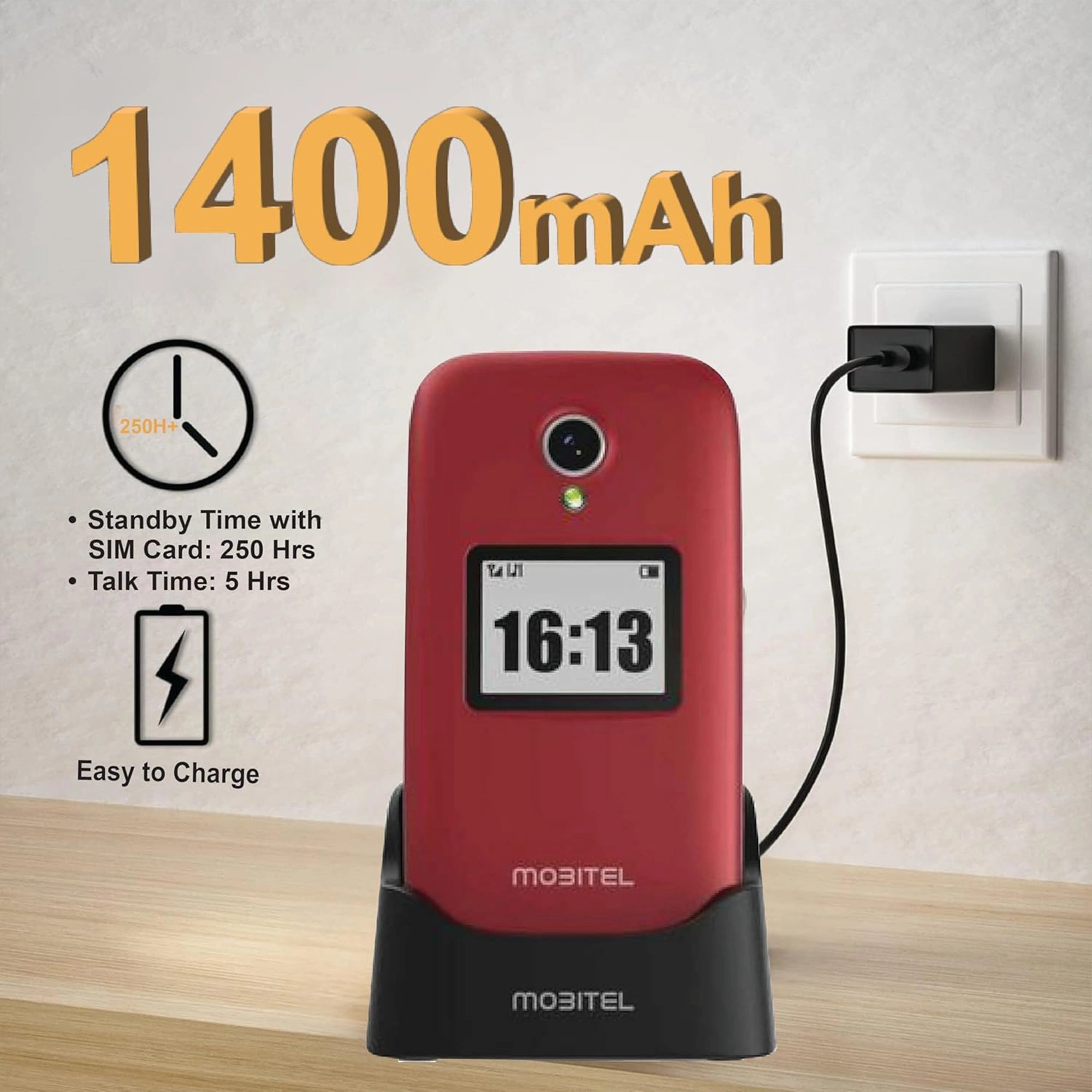 Mobitel 8010 4G Big Button Flip Phone