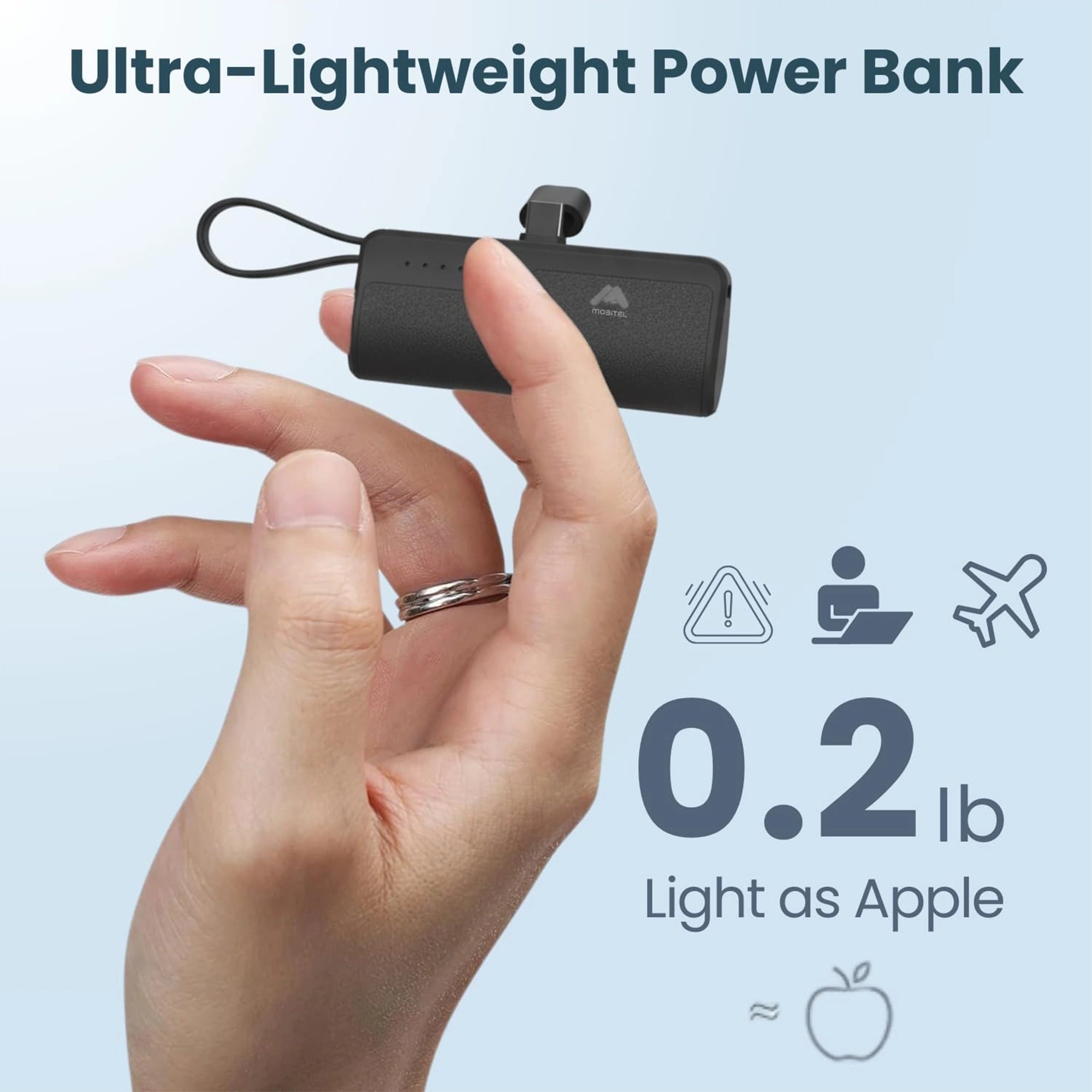 Mobitel PocketCharge Mini Power Bank 5000mAh USB-C Fast Charging